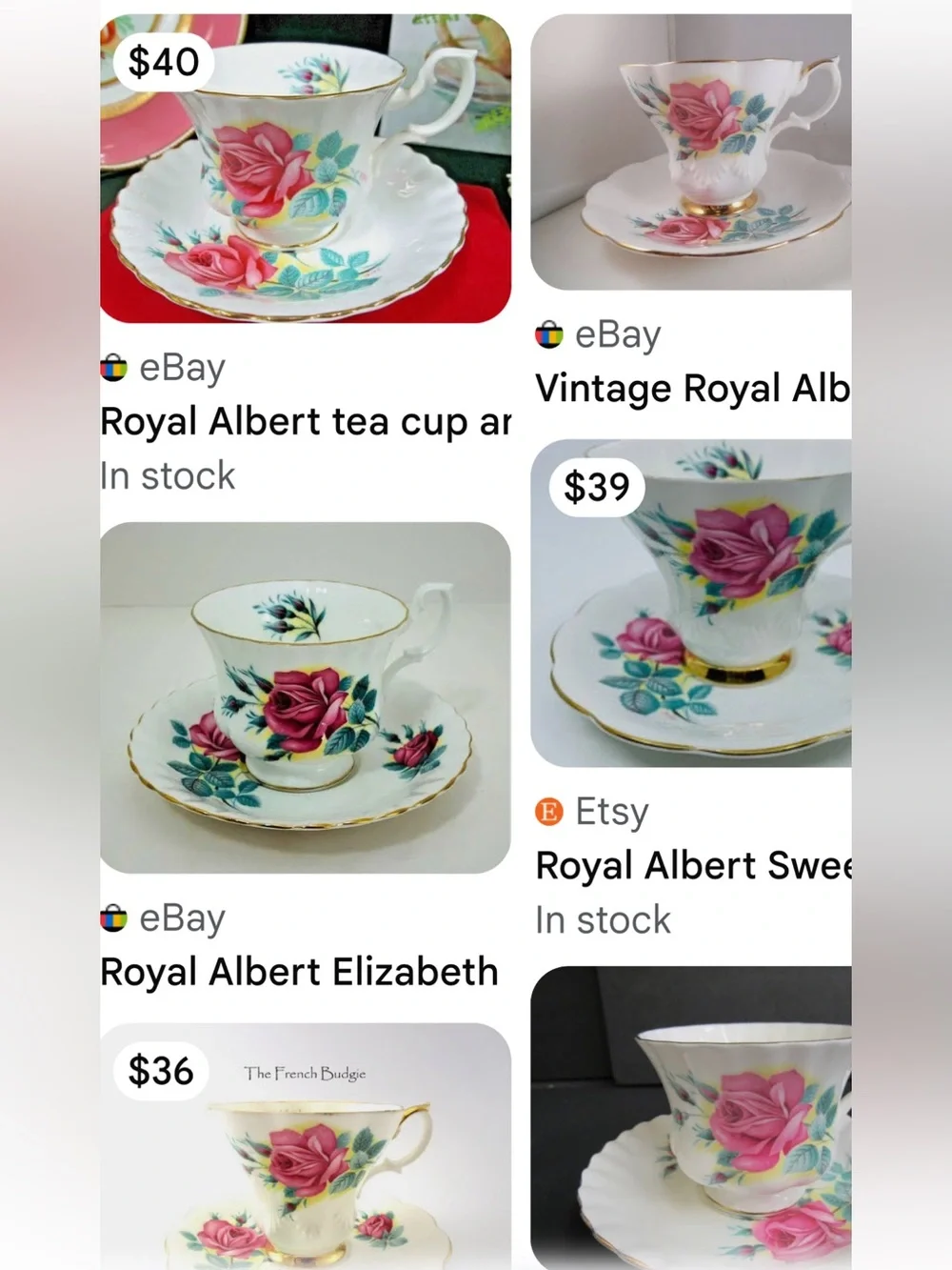 Royal Albert Elegant White Bone China teacup, and saucer pink rose vintage